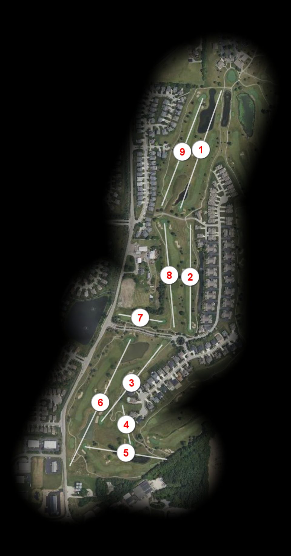 Road nine at The Legends Golf Club
