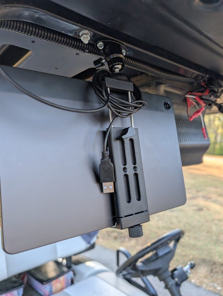 Back of tablet showing rail-mount detail
